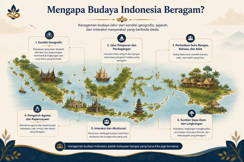 Ilustrasi faktor yang membentuk keragaman budaya Indonesia