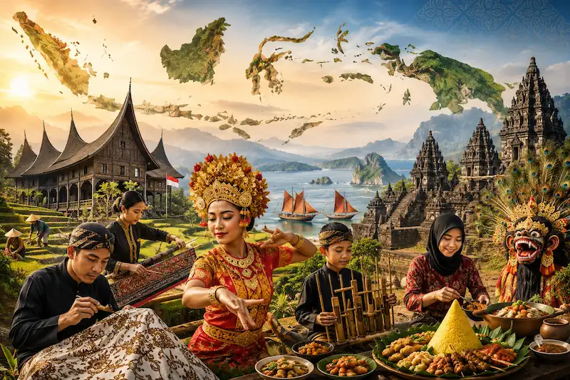 Ilustrasi keragaman budaya Indonesia