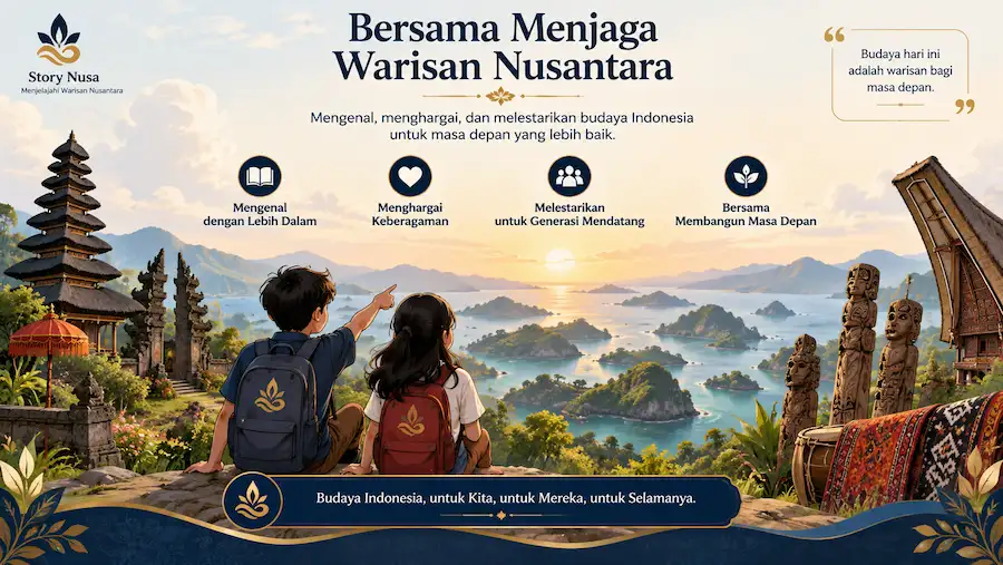 Ilustrasi menjaga dan melestarikan warisan budaya Indonesia untuk generasi mendatang