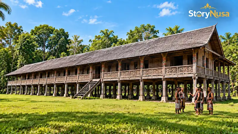 Rumah Betang sebagai contoh rumah panjang di Kalimantan